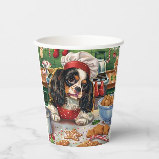 Gobelets En Papier Cavalier King Charles Spaniel Baking Noël (Recto)