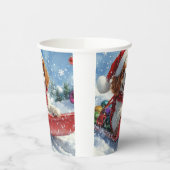 Gobelets En Papier Cavalier King Charles Spaniel Chien Sledge Noël (Gauche)