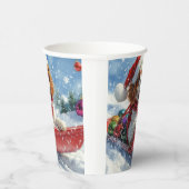 Gobelets En Papier Cavalier King Charles Spaniel Chien Sledge Noël (Droite)