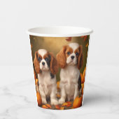 Gobelets En Papier Cavalier King Charles Spaniel Chiot Citrouille d'a (Verso)