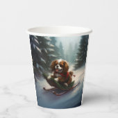 Gobelets En Papier Cavalier King Charles Spaniel neige de Noël (Verso)