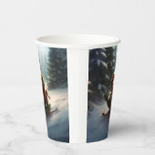 Gobelets En Papier Cavalier King Charles Spaniel neige de Noël (Droite)