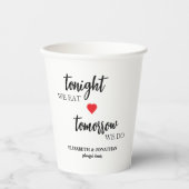 Gobelets En Papier Ce soir nous mangeons, demain nous faisons le dîne (Recto)