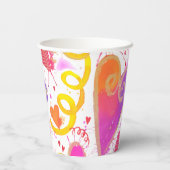 Gobelets En Papier Célébration De L'Amour Aquarelle Coeurs (Verso)