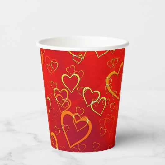 Gobelets En Papier Célébrer l'amour Coeurs rouges (Verso)