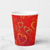 Gobelets En Papier Célébrer l'amour Coeurs rouges (Recto)