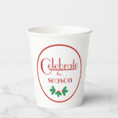 Gobelets En Papier Célébrez la saison| Rouge et blanc (Verso)