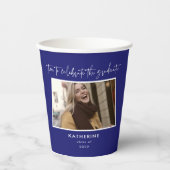 Gobelets En Papier Célébrez le Script bleu moderne (Recto)