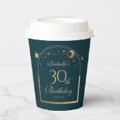 Gobelets En Papier Celestial Green Gold Sun Moon Stars 30e anniversai (Recto)