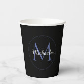 Gobelets En Papier Cercle minimal moderne nom initial monogramme mode (Verso)