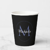 Gobelets En Papier Cercle minimal moderne nom initial monogramme mode (Recto)