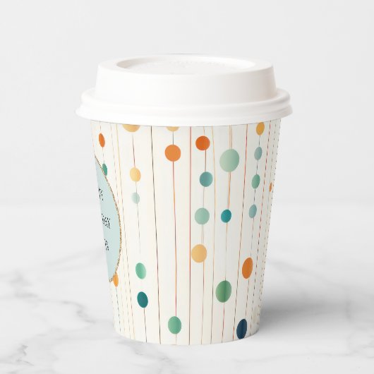 Gobelets En Papier Cercles et lignes de Tangérine Turquoise (Gauche)