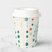 Gobelets En Papier Cercles et lignes de Tangérine Turquoise (Droite)