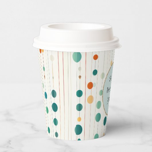 Gobelets En Papier Cercles et lignes de Tangérine Turquoise (Droite)