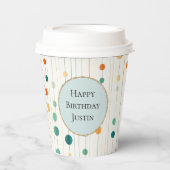 Gobelets En Papier Cercles et lignes de Tangérine Turquoise (Recto)