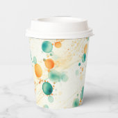 Gobelets En Papier Cercles Tangerins Turquoise (Verso)