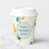 Gobelets En Papier Cercles Tangerins Turquoise (Recto)