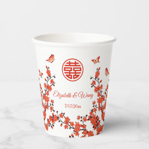 Gobelets En Papier Cérémonie du thé Mariage chinois : fleurs de ceris