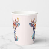 Gobelets En Papier Cerf de Bébé mignon avec Antlers et Fleurs (Droite)