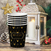 Gobelets En Papier Cerfs Antlers Flèches Motif de Noël Gold ID861