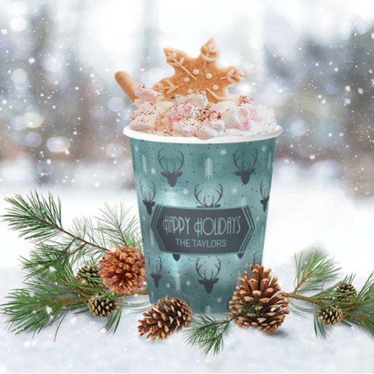 Gobelets En Papier Cerfs Antlers Flèches Motif de Noël ID Turquoise86