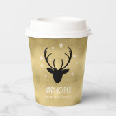 Gobelets En Papier Cerfs Antlers Silhouette & Flakes Gold ID861 (Verso)
