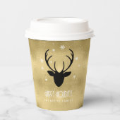 Gobelets En Papier Cerfs Antlers Silhouette & Flakes Gold ID861 (Recto)