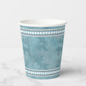 Gobelets En Papier Cerfs et pins du sud-ouest Design Bleu (Recto)
