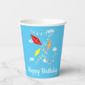 Gobelets En Papier Cerfs-volants dans Blue Sky Anniversaire de enfant (Verso)