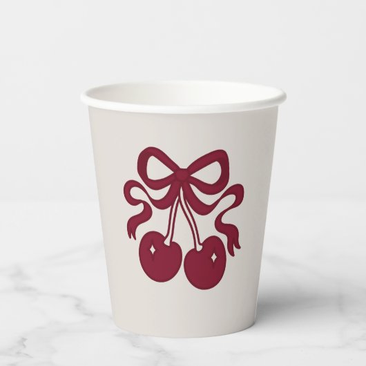 Gobelets En Papier Cerise de Bourgogne sur le Baby shower supérieur (Verso)