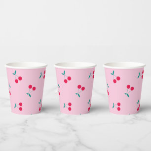 Gobelets En Papier Cerise esthétique Cerises Motif Pastel Pink