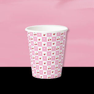 Gobelets En Papier Cerise, Petite Fleur, Coupe en papier blanc rose