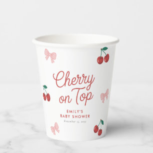 Gobelets En Papier Cerise sur le Baby shower de coquette de la cornei