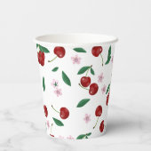 Gobelets En Papier Cerises rouges botaniques Verdure & Fleurs de ceri (Verso)