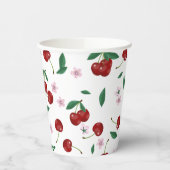 Gobelets En Papier Cerises rouges botaniques Verdure & Fleurs de ceri (Gauche)