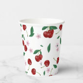Gobelets En Papier Cerises rouges botaniques Verdure & Fleurs de ceri (Droite)