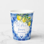Gobelets En Papier C'est amore Bleu citron italien douche nuptiale (Recto)