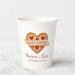 Gobelets En Papier C'est Amore Italien Chic Mariage Pizza Coeur