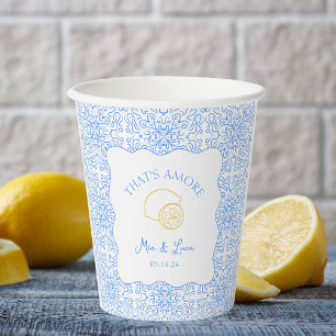 Gobelets En Papier C'est Amore Lemon Blue Tiles Amalfi Italie Mariage