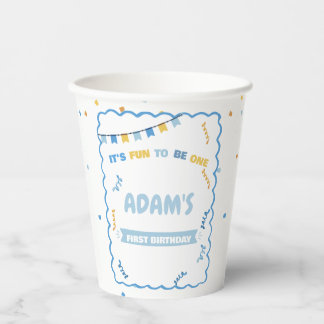 Gobelets En Papier C'est amusant d'être un bleu et jaune