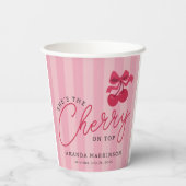 Gobelets En Papier C'est la cerise sur le Baby shower rose (Verso)