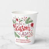 Gobelets En Papier C'Est La Saison Festive Noël Poinsettia Floral (Verso)