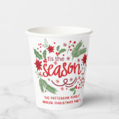 Gobelets En Papier C'Est La Saison Festive Noël Poinsettia Floral (Recto)