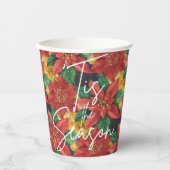 Gobelets En Papier C'est la saison Poinsettia vacances de Noël (Recto)