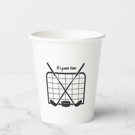 Gobelets En Papier C'est l'heure du jeu Hockey (Recto)
