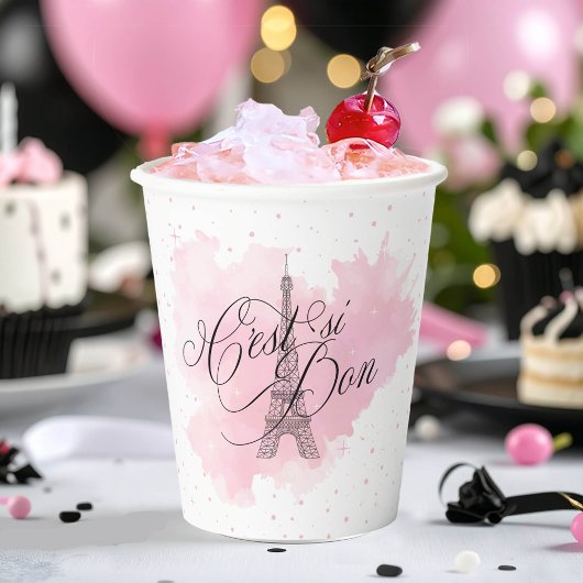 Gobelets En Papier C'est si Bon Parisian Sweet 16 Pink Splash ID1162