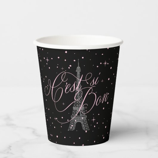 Gobelets En Papier C'est si Bon Parisian Sweet 16 Rose Black ID1162 (Recto)