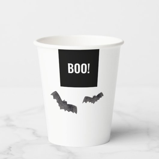 Gobelets En Papier C'est simple ! Halloween Bat noir et blanc (Recto)