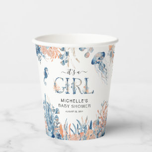 Gobelets En Papier C'est un Baby shower d'aquarelle pour filles sous