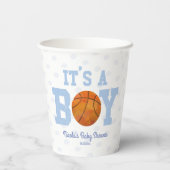 Gobelets En Papier C'est un garçon ! Baby shower Blue Basketball (Verso)